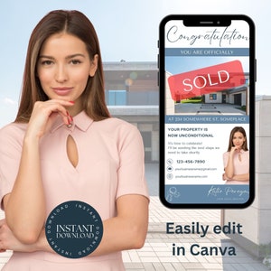 Cartão digital de felicitações | Cartão Imobiliário | você é vendido cartão comemorativo | Marketing Imobiliário | Convite | Modelo Canva REBG