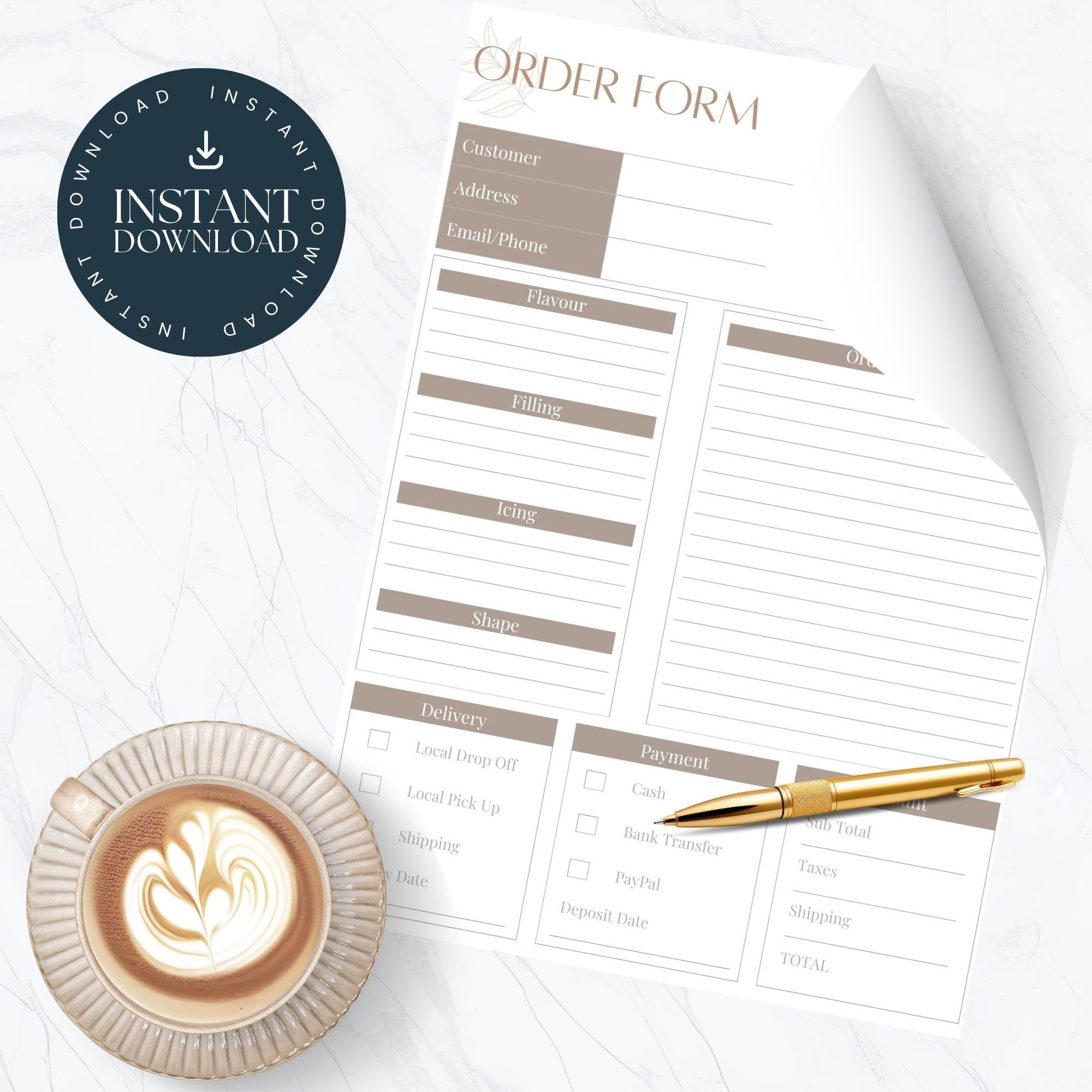 Custom Cake Order Form Template Printable Design for Cake Makers