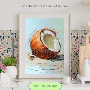 Tropical Coconut Art Print: Kitchen Decor (Digital Download)