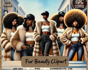 Urban Chic Fur Fashion Clipart: PNG Graphics (Commercial Use)