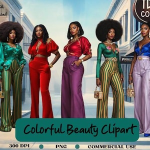 Colorful Beauties – Afrocentric Digital Clipart Collection for Journals, Stickers & More (300 DPI PNG)