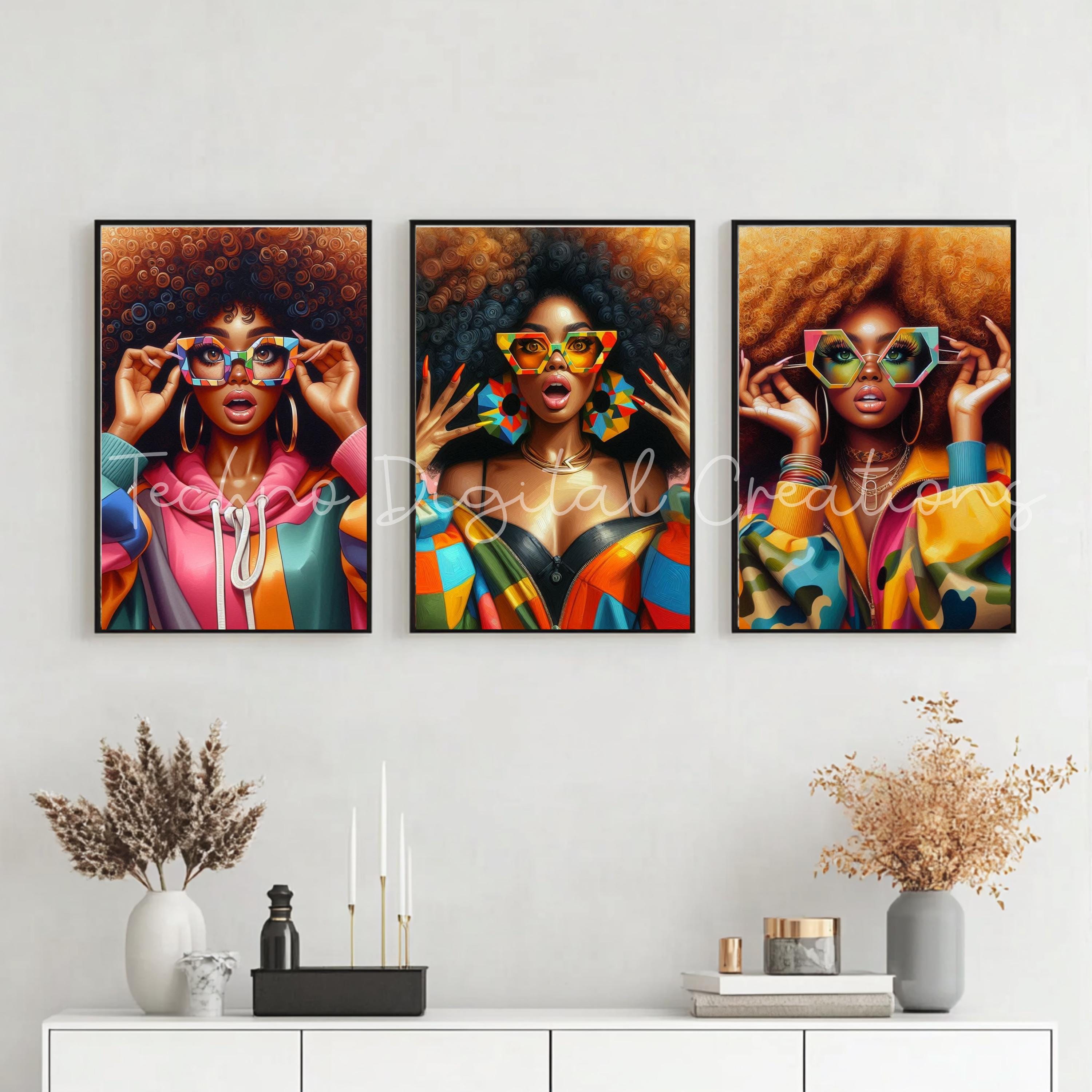Set of 3 Vibrant Afrocentric Digital Wall Art – Instant Download for ...