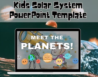 Kids Solar System PowerPoint Template, Solar System Kids, Education PowerPoint, Science Lesson PowerPoint, Editable Template, Grade school