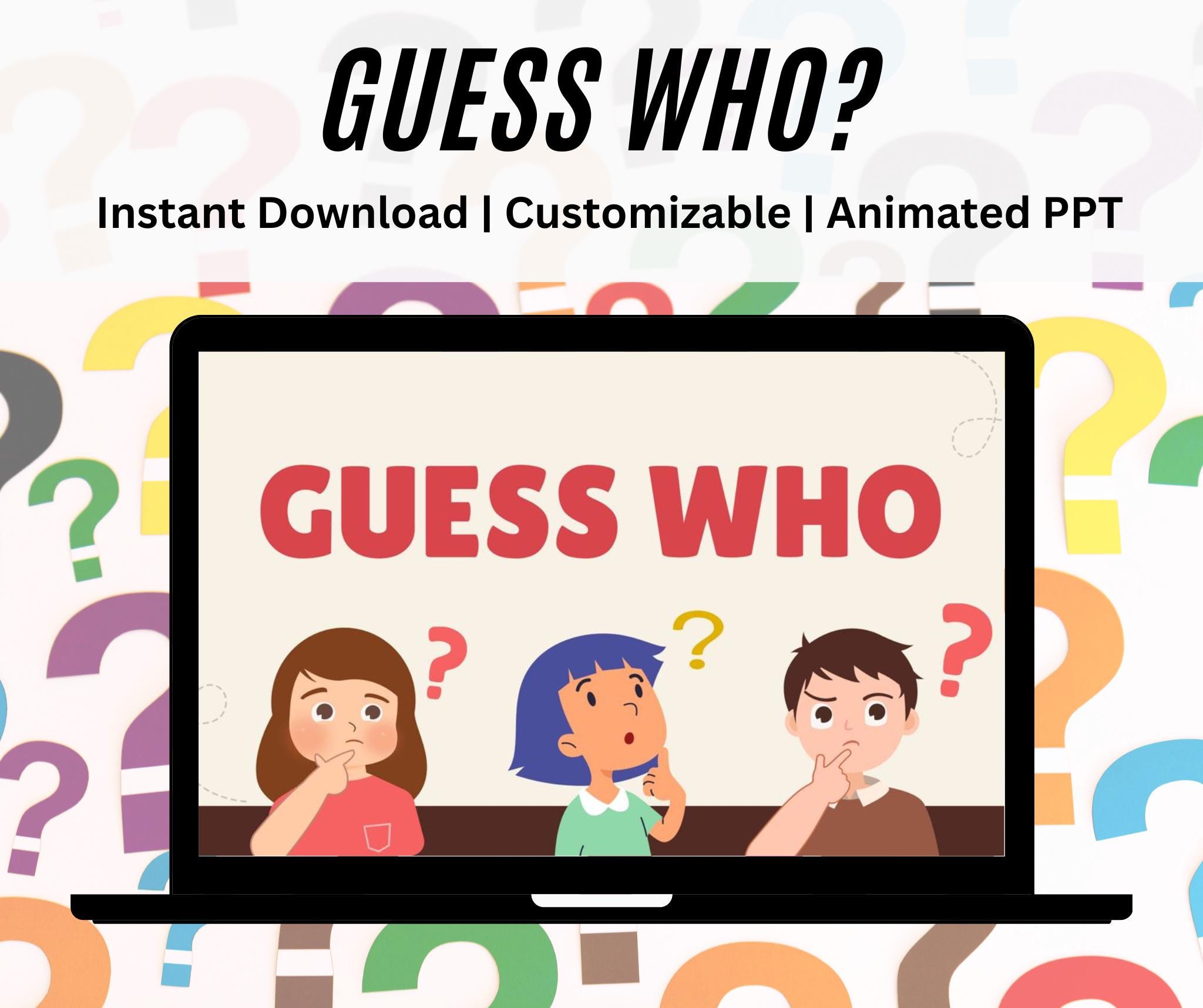 Guess Who Game PowerPoint Template: Customizable Trivia (Digital Download)