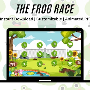 Frog Race PPT Game, PowerPoint Game, Interactive PowerPoint Template, Customizable PowerPoint Game, PowerPoint For Kid, PowerPoint Classroom