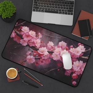 Cherry Blossom | Anti-Slip Desk Mat | Workspace Decor | Floral | Home & Office | Deskpad | Game Mat | Mousepad | Dorm Decor | Deskoration