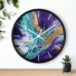 Königlicher Mix | 10&quot; Wanduhr | Büro Dekor | Einzigartige Wanduhr | Wohnheim Dekor | Bürouhr | Bunte abstrakte Uhr | Studio Wanduhr