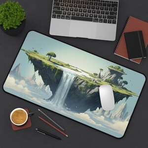 Island Waterfall | Anti-Slip Desk Mat | Workspace Decor | Gamer Gift | Home Office | Game Mat | Large Mousepad | Landscape Desk Mat