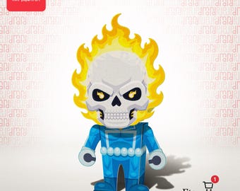 Ghost Rider Papercraft Template PDF, Printable DIY Papercraft, Paper Doll, Digital Download, Fan Art | Dmand: Mini Papercraft