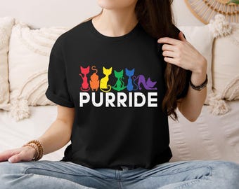 Purride Cat Shirt, LGBT Flag Shirt, Gay Pride Shirt, LGBTQ Shirt, Rainbow Pride Shirt, Cat Lover Gift, Rainbow Cat Shirt, Lesbian Gay Gift