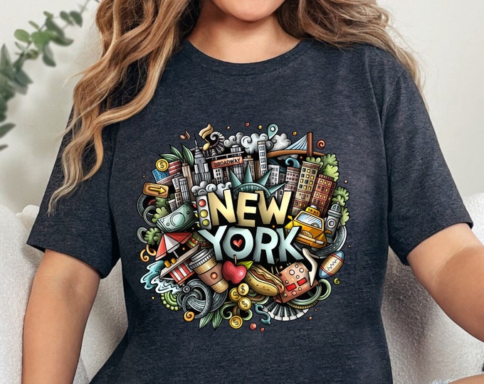New York memory T-shirt,New York Crewneck, New York Pullover for him, Handmade New York City Design, Adult Unisex Trendy nyc Shirt