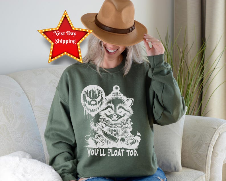 You'll Float Too Horror Raccoon Halloween Sweatshirt, Raccoon Halloween