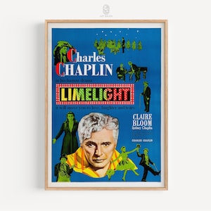 Limelight-filmposter, 1952 | Charlie Chaplin, vintage filmposter, klassieke filmafdruk, filmkunst, digitale kunst