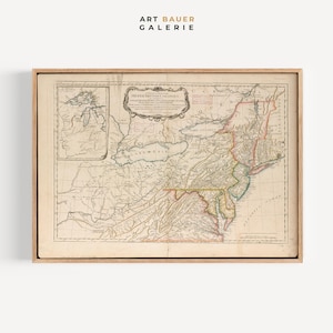 Carte des colonies américaines | 1776 | Carte de l'Amérique coloniale, cadeau de carte historique, art des treize colonies, art numérique