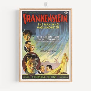 Frankenstein Movie Poster, 1931 | Frankenstein Poster, Classic Horror Art, Frankenstein Movie Print, Digital Download