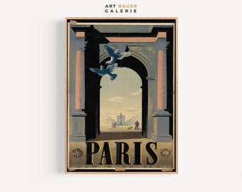 Paris Poster, 1930s | Art Deco Print, Parisian Wall Art, Vintage Cityscape, Digital Download