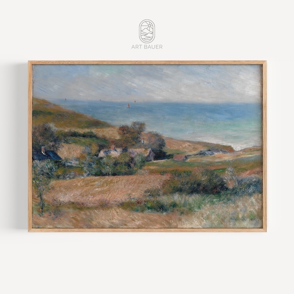 Seacoast near Wargemont, Auguste Renoir | Vintage Oil Painting, Coastal Scene, Ocean View Decor, Digital Download (1880)