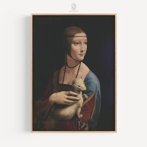 Lady with an Ermine | Leonardo Da Vinci, 1489 | Famous Artwork, Elegant Lady Print, Da Vinci Masterpiece, Digital Art