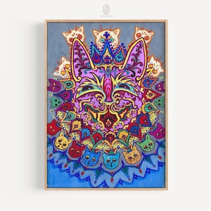 Psychedelic Cats | Louis Wain, 1930s | Psychedelic Print, Retro Cat Poster, Cat Illustration, Digital Download