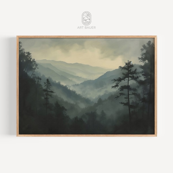 Misty Forest in Smoky Mountains | Vintage Print - Mountain Landscape, Country Decor, Scenic View, Printable Art