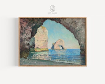 Impressionnisme Ocean Rocks | Peinture vintage - paysage côtier, art du paysage marin, décoration de maison de plage, art mural imprimable