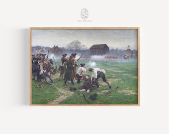 The Battle of Lexington, William Wollen (1910) | Lexington Concord, Patriotic Art, American Decor, Independence Day