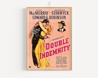 Póster de la película Double Indemnity, 1944 / Póster de película vintage, Póster clásico de cine negro, Impresión de cine, Descarga digital