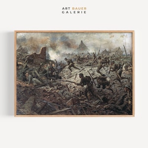 Territoriali a Pozières / William Wollen, 1917 / Stampa della prima guerra mondiale, scena di battaglia, pittura di guerra, stampa d&#39;arte militare, arte digitale