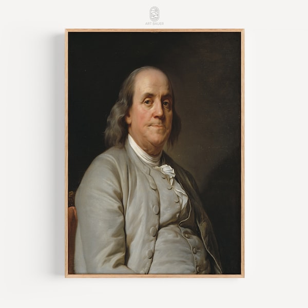 Benjamin Franklin, Joseph Duplessis | Impression de père fondateur, source d'inspiration, cadeau pour amateur d'histoire, art numérique (1785)