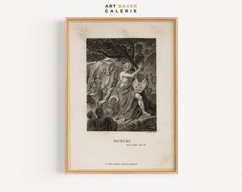 Homer Poster | 1821 | Greek Literature, Epic Poetry, Historical Wall Art, Downloadable Art