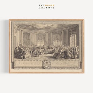 Op de afbeelding: Een zwart-wit gravure die een concert scène afbeeldt met een grote groep mensen in een grandioze kamer. De tekst "A Madame la Comtesse" en "Concert de Tam. a Berlin" is zichtbaar onderaan de afbeelding.