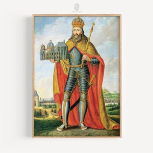 Portrait of Charlemagne | Scheuren, 1825 | Charlemagne Illustration, Vintage Portrait Art, Holy Roman Empire, Digital Art