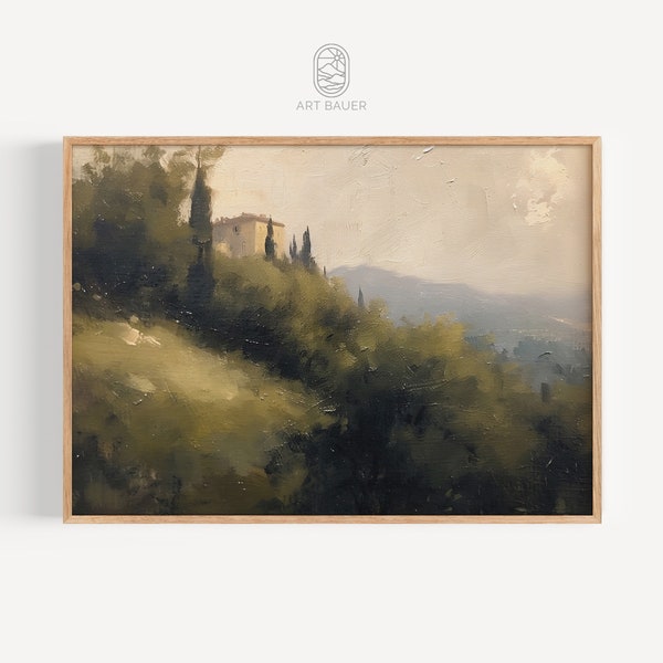 Tuscan Hillside | Vintage Oil Painting - Italian Landscape, Rustic Charm, Country Living, Scenic View, Instant Access