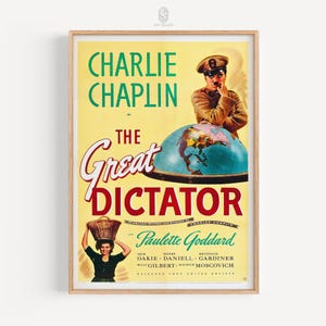 The Great Dictator Movie Poster, 1940 | Chaplin Classic, Gift for Film Lover, Iconic Film Poster, Digital Art