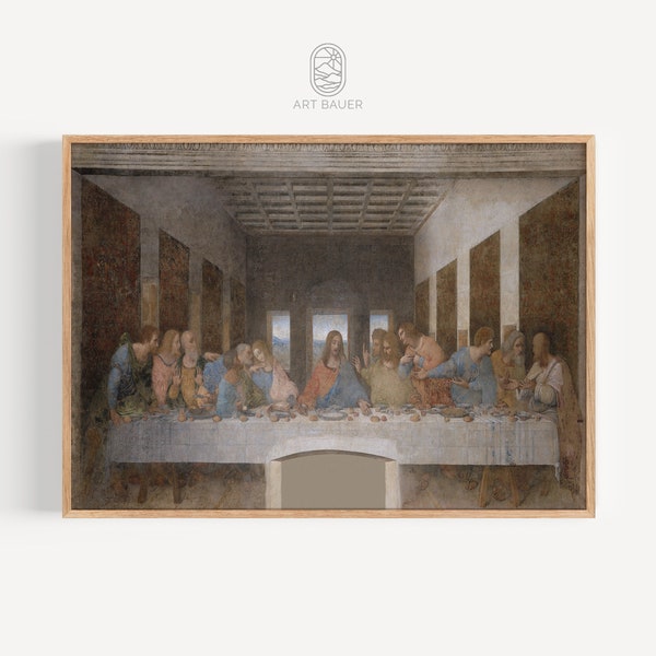 The Last Supper, Leonardo da Vinci | Religious Art Print, Iconic Mural, Jesus Christ Art, Digital Download (1498)