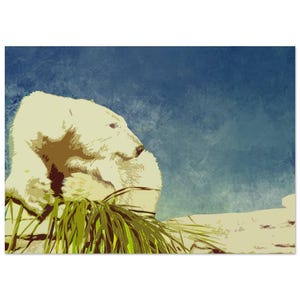 Póster de oso polar en papel mate con calidad de museo: fotografía original, animal de zoológico, animal salvaje, oso blanco, arte impreso para colgar en la pared