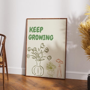 Keep Growing Print: Typografie Pflanzen Kunst (Digitaler Download)