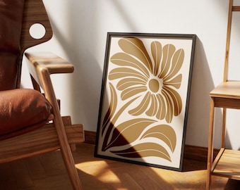 Boho Botanical Print: Earth Tone Flower Poster (Digital Download)