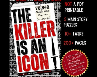 Tap-To-Solve Icon Mystery Detective Puzzle Book | Interactive Digital Game | Catch the Killer | Play Anywhere | Instant Access