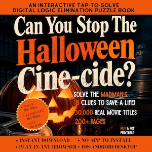 Interactive Halloween Movie Mystery Puzzle | Solve 18 Clues to Find Film (Digital Download)