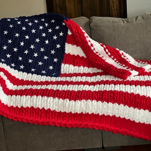 Chunky Handmade American Flag Blanket