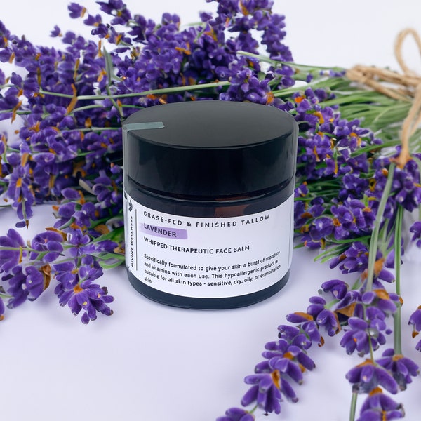 Lavender Tallow Whipped Balm - Eczema, Diaper Rash, Baby Lotion, Restful Sleep, Stress, Anxiety, Facial Care, Sunburns, Bug Repellent