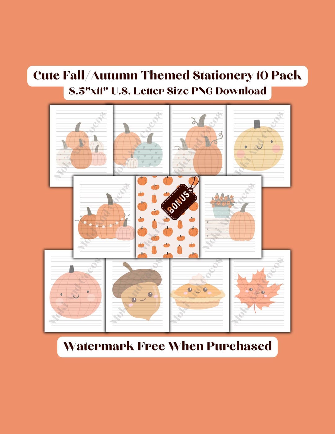 Kawaii Autumn Stationery Set | 10 Cute Printable Pages + BONUS Pattern ...