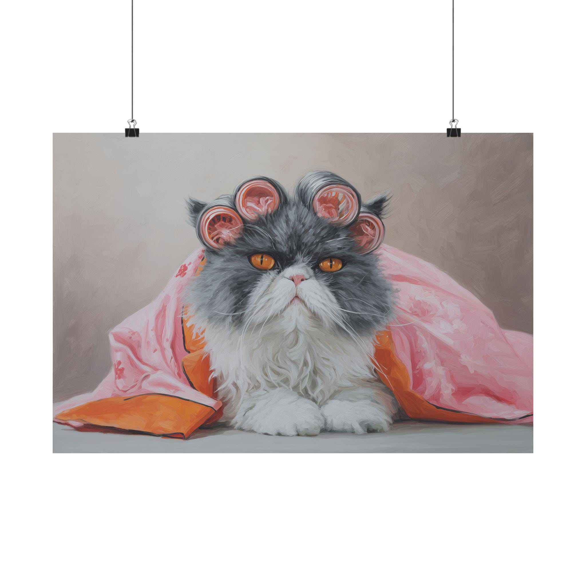 気難しいペルシャ猫のアートプリント：ヴィンテージサロンのペット用壁