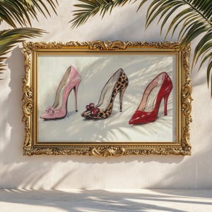 Chic Shoe Art Poster | Luxury Fashion Wall Decor | High Heel Prints for Stylish Home | Gift for Fashion Lovers | Leopard Wall Art