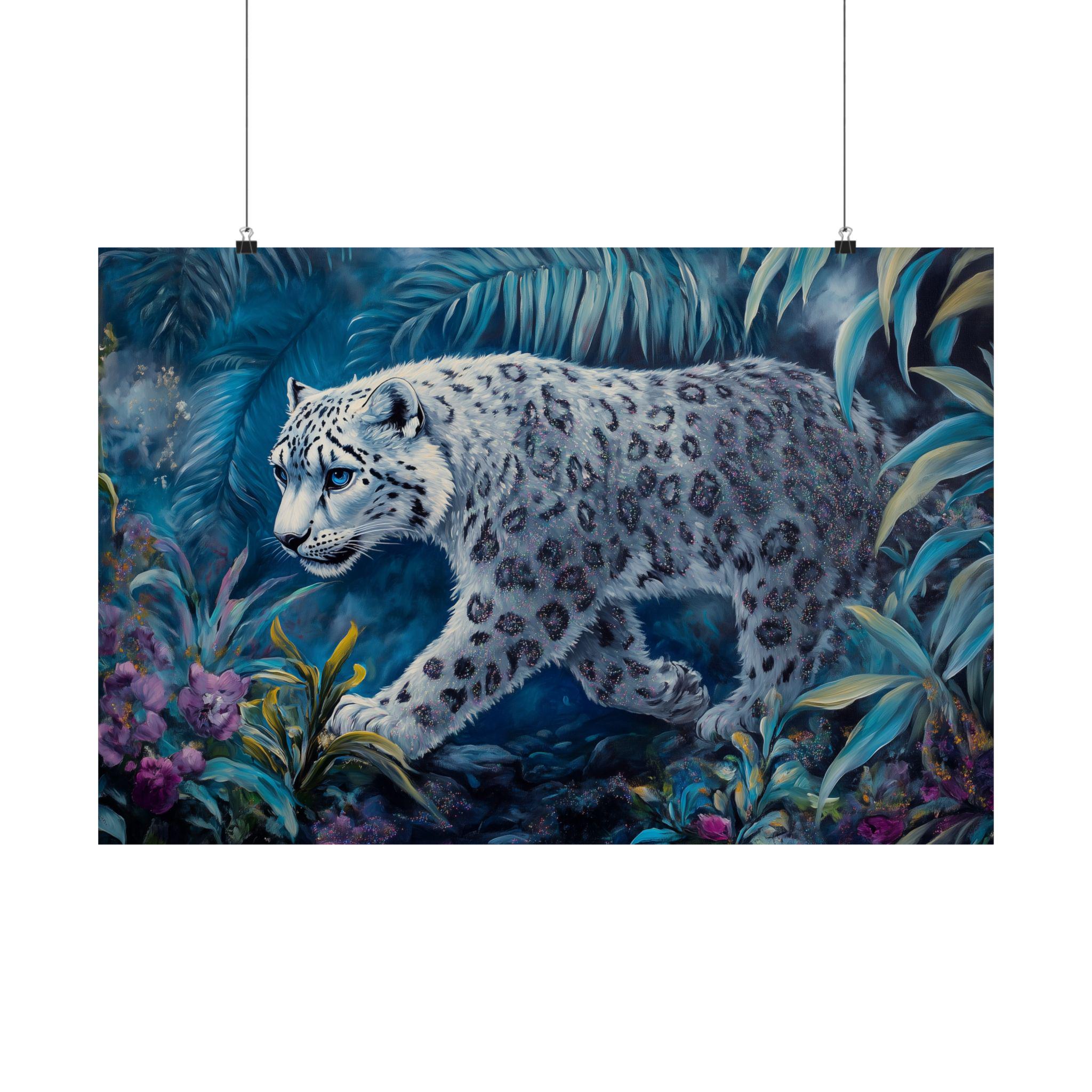 ユキヒョウのジャングル油絵：魅力的な野生動物アートプリント - Etsy 日本