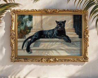 Kunstdruck „Schwarzer Panther“, luxuriöses Tier-Ölgemälde