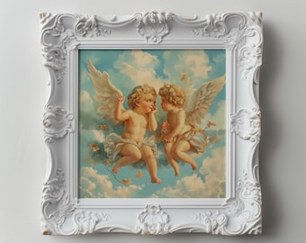 Baby Blue Cherub  Wall Print | Baby Angel Wall Art | Dainty Coquette Decor |  Feminine Girly Print | Vintage | Cottage core