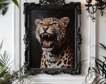 Leopard With Grillz Art Print: Fierce Big Cat Portrait, Jungle