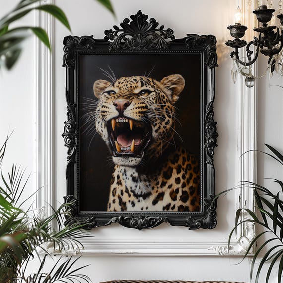 【約84cm】ANIMALLS アートポスター（超大型A1サイズ）#6196 Leopard With Grillz Art Print: Fierce Big Cat Portrait, Jungle